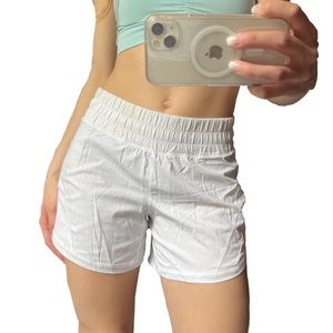 White lululemon track that shorts